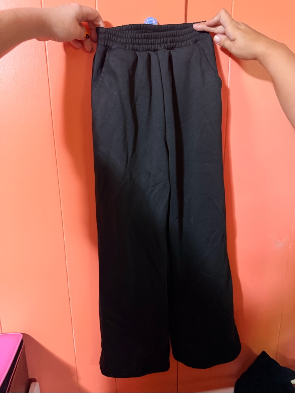 Kids Black Wide-Leg Knit Pants
